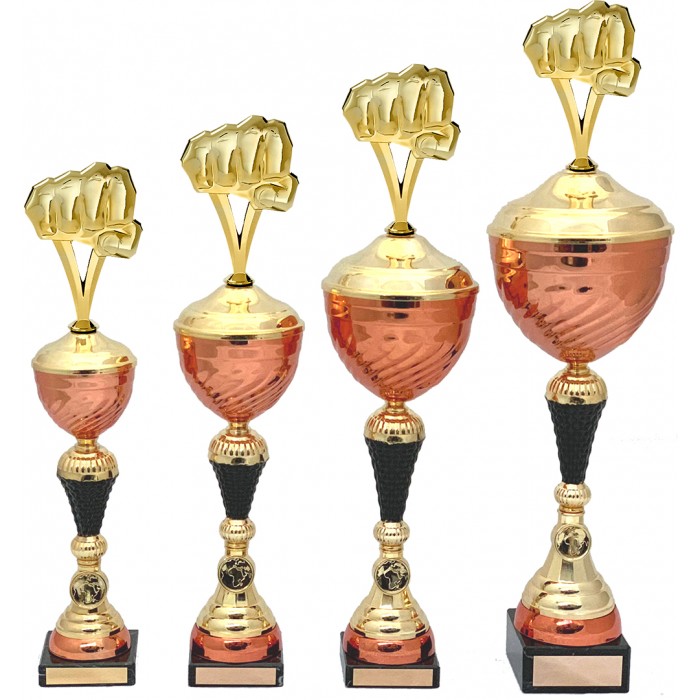 MARTIAL ARTS FIST METAL TROPHY  - AVAILABLE IN 4 SIZES